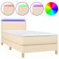 Preview: Boxspringbett mit Matratze & LED Creme 90x190 cm Stoff