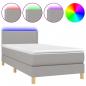 Preview: Boxspringbett mit Matratze & LED Hellgrau 100x200 cm Stoff