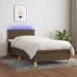 Preview: ARDEBO.de - Boxspringbett mit Matratze & LED Dunkelbraun 100x200 cm Stoff