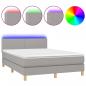 Preview: Boxspringbett mit Matratze & LED Hellgrau 140x190 cm Stoff