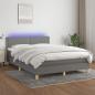 Preview: ARDEBO.de - Boxspringbett mit Matratze & LED Dunkelgrau 140x200 cm Stoff