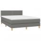 Preview: Boxspringbett mit Matratze & LED Dunkelgrau 140x200 cm Stoff