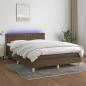 Preview: ARDEBO.de - Boxspringbett mit Matratze & LED Dunkelbraun 140x200 cm Stoff