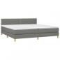 Preview: Boxspringbett mit Matratze & LED Dunkelgrau 200x200 cm Stoff