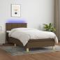 Preview: ARDEBO.de - Boxspringbett mit Matratze & LED Dunkelbraun 100x200 cm Stoff