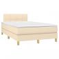 Preview: Boxspringbett mit Matratze & LED Creme 120x200 cm Stoff