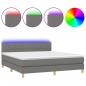 Preview: Boxspringbett mit Matratze & LED Dunkelgrau 160x200 cm Stoff