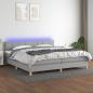 Preview: ARDEBO.de - Boxspringbett mit Matratze & LED Hellgrau 200x200 cm Stoff