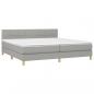 Preview: Boxspringbett mit Matratze & LED Hellgrau 200x200 cm Stoff