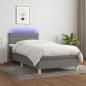 Preview: ARDEBO.de - Boxspringbett mit Matratze & LED Dunkelgrau 100x200 cm Stoff