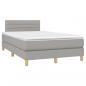 Preview: Boxspringbett mit Matratze & LED Hellgrau 120x200 cm Stoff