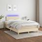 Preview: ARDEBO.de - Boxspringbett mit Matratze & LED Creme 120x200 cm Stoff