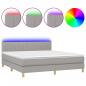 Preview: Boxspringbett mit Matratze & LED Hellgrau 180x200 cm Stoff