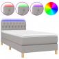 Preview: Boxspringbett mit Matratze & LED Hellgrau 90x200 cm Stoff