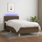 Preview: ARDEBO.de - Boxspringbett mit Matratze & LED Dunkelbraun 90x200 cm Stoff 