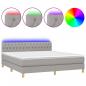 Preview: Boxspringbett mit Matratze & LED Hellgrau 160x200 cm Stoff 