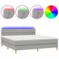 Preview: Boxspringbett mit Matratze & LED Hellgrau 180x200 cm Stoff