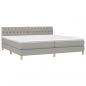 Preview: Boxspringbett mit Matratze & LED Hellgrau 200x200 cm Stoff