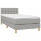 Preview: Boxspringbett mit Matratze & LED Hellgrau 90x200 cm Stoff