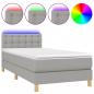 Preview: Boxspringbett mit Matratze & LED Hellgrau 100x200 cm Stoff