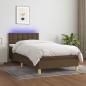 Preview: ARDEBO.de - Boxspringbett mit Matratze & LED Dunkelbraun 100x200 cm Stoff