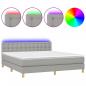 Preview: Boxspringbett mit Matratze & LED Hellgrau 180x200 cm Stoff