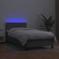 Preview: Boxspringbett mit Matratze & LED Grau 80x200 cm Kunstleder