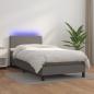 Preview: ARDEBO.de - Boxspringbett mit Matratze & LED Grau 90x200 cm Kunstleder