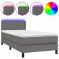 Preview: Boxspringbett mit Matratze & LED Grau 90x200 cm Kunstleder