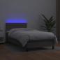 Preview: Boxspringbett mit Matratze & LED Grau 90x200 cm Kunstleder