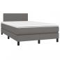 Preview: Boxspringbett mit Matratze & LED Grau 120x200 cm Kunstleder