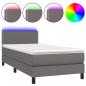 Preview: Boxspringbett mit Matratze & LED Grau 90x200 cm Kunstleder