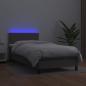 Preview: Boxspringbett mit Matratze & LED Grau 90x200 cm Kunstleder