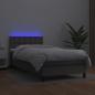 Preview: Boxspringbett mit Matratze & LED Grau 80x200 cm Kunstleder