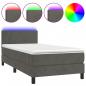 Preview: Boxspringbett mit Matratze & LED Dunkelgrau 90x200 cm Samt