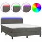 Preview: Boxspringbett mit Matratze & LED Dunkelgrau 140x190 cm Samt