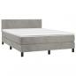 Preview: Boxspringbett mit Matratze & LED Hellgrau 140x200 cm Samt