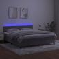 Preview: Boxspringbett mit Matratze & LED Hellgrau 160x200 cm Samt