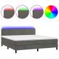 Preview: Boxspringbett mit Matratze & LED Dunkelgrau 160x200 cm Samt