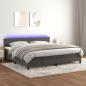 Preview: ARDEBO.de - Boxspringbett mit Matratze & LED Dunkelgrau 200x200 cm Samt