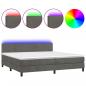 Preview: Boxspringbett mit Matratze & LED Dunkelgrau 200x200 cm Samt