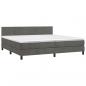 Preview: Boxspringbett mit Matratze & LED Dunkelgrau 200x200 cm Samt