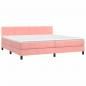 Preview: Boxspringbett mit Matratze & LED Rosa 200x200 cm Samt