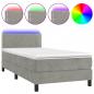 Preview: Boxspringbett mit Matratze & LED Hellgrau 90x200 cm Samt