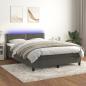 Preview: ARDEBO.de - Boxspringbett mit Matratze & LED Dunkelgrau 140x190 cm Samt