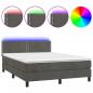 Preview: Boxspringbett mit Matratze & LED Dunkelgrau 140x190 cm Samt