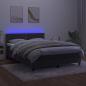 Preview: Boxspringbett mit Matratze & LED Dunkelgrau 140x200 cm Samt