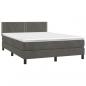 Preview: Boxspringbett mit Matratze & LED Dunkelgrau 140x200 cm Samt