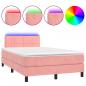 Preview: Boxspringbett mit Matratze & LED Rosa 120x200 cm Samt