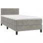 Preview: Boxspringbett mit Matratze & LED Hellgrau 90x200 cm Samt